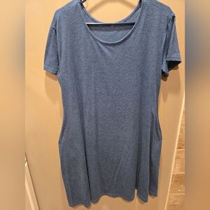 Classic Blue Women's Dress With Pockets